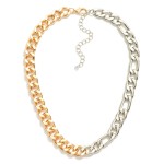 Two Tone Flat Chain Link Necklace 

- Approximately 14" L
- Extender 3" L