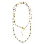 Wholesale pearl Disk Textured Metal Bar Beaded Long Necklace L Extender L