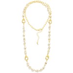 Wholesale chain Link Necklace Pearl Faceted Glass Crystal Stations L Extender L