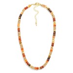 Semi Precious Stone Beaded Necklace Featuring Metal Tone Accents 

- Approximately 14" L
- Extender 3" L

