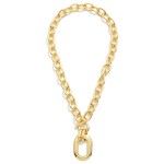 Wholesale chunky Metal Chain Link Necklace Toggle Clasp Oval Pendant L