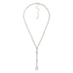 Chain Link Y Necklace Featuring Rhinestone Studded Pig Nose Link Details 

- Approximately 16" L
- Extender 3" L