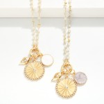 Wholesale chain Link Metal Necklace Coin Charms Faceted Beads L Extender L