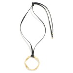 Wholesale leather Tie Necklace Twisted Metal Hoop Pendant Adjust Tying Choosing