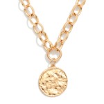 Wholesale chain Link Necklace Metal Coin Pendant L