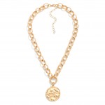 Wholesale chain Link Necklace Metal Coin Pendant L