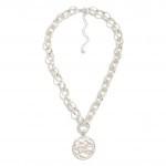 Wholesale chain Link Necklace Metal Coin Pendant L