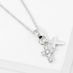 Dainty Chain Link Necklace Featuring Cubic Zirconia & Metal Tone Crosses Pendant 

- Gold Dipped
- Approximately 15.5" L
- Extender 2" L