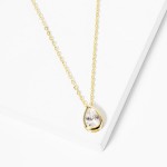 Dainty Chain Link Necklace Featuring Cubic Zirconia Teardrop Pendant 

- Gold Dipped
- Approximately 15.5" L
- Extender 2" L
