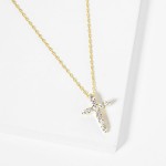 Dainty Chain Link Necklace Featuring Cubic Zirconia Cross Pendant 

- Gold Dipped
- Approximately 15.5" L
- Extender 2" L