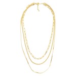 Wholesale layered Chain Link Necklace Herringbone Twisted Paperclip Chains Gold