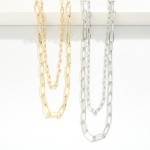 Wholesale layered Paperclip Chain Link Necklace Gold Dipped L Extender L