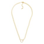 Wholesale pearl Beaded Necklace Cubic Zirconia Studded Hoop Pendant Gold Dipped