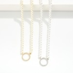 Wholesale pearl Beaded Necklace Cubic Zirconia Studded Hoop Pendant Gold Dipped