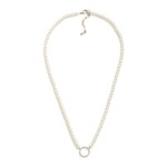 Wholesale pearl Beaded Necklace Cubic Zirconia Studded Hoop Pendant Gold Dipped