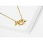 Dainty Chain Link Necklace Featuring Metal Tone Knotted Metal Pendant 

- Gold Dipped 
- Approximately 15.5" L
- Extender 2" L