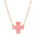 Wholesale paperclip Chain Link Necklace Leather Plus Cross Pendant L Extender L