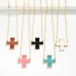 Wholesale paperclip Chain Link Necklace Leather Plus Cross Pendant L Extender L