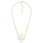 Wholesale paperclip Chain Link Necklace Leather Plus Cross Pendant L Extender L