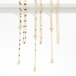 Wholesale layered Chain Link Y Necklace Painted Metal Link Stations Clover Detai