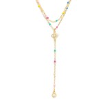 Wholesale layered Chain Link Y Necklace Painted Metal Link Stations Clover Detai