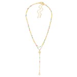 Wholesale layered Chain Link Y Necklace Painted Metal Link Stations Clover Detai