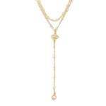 Wholesale layered Chain Link Y Necklace Painted Metal Link Stations Clover Detai