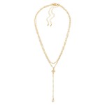 Wholesale layered Chain Link Y Necklace Painted Metal Link Stations Clover Detai