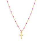 Wholesale chain Link Necklace Painted Link Details Metal Cross Pendant L Extende