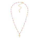 Wholesale chain Link Necklace Painted Link Details Metal Cross Pendant L Extende