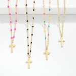 Wholesale chain Link Necklace Painted Link Details Metal Cross Pendant L Extende