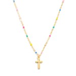 Wholesale chain Link Necklace Painted Link Details Metal Cross Pendant L Extende