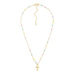 Wholesale chain Link Necklace Painted Link Details Metal Cross Pendant L Extende
