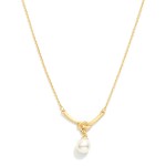 Wholesale chain Link Necklace Knotted Metal Pearl Pendant