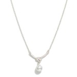 Wholesale chain Link Necklace Knotted Metal Pearl Pendant