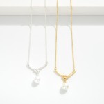 Wholesale chain Link Necklace Knotted Metal Pearl Pendant