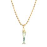 Wholesale brushed Metal Ball Chain Necklace Fish Pendant L