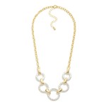 Wholesale chain Link Necklace Linked Textured Metal Hoops L Extender L