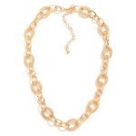 Wholesale chain Link Necklace Linked Textured Metal Oval L Extender L
