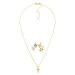 Chain Link Necklace Featuring Interchangeable Pendant 

- Includes: Chinoiserie Ball, Crosses, & Cubic Zirconia  
- Approximately 16" L
- Extender 2" L 