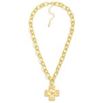 Wholesale chain Link Necklace Twisted Metal Links Plus Cross Pendant L Extender