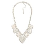 Wholesale chain Link Necklace Chunky Pearlescent Clovers Heart Charms L Extender