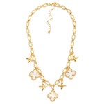 Wholesale chain Link Charm Necklace Pearlescent Clovers Star Charms L Extender L