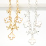 Wholesale chain Link Charm Necklace Pearlescent Clovers Star Charms L Extender L