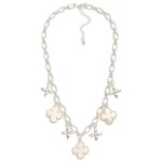 Wholesale chain Link Charm Necklace Pearlescent Clovers Star Charms L Extender L