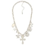 Wholesale chain Link Charm Necklace Crosses Flowers Pearls L Extender L