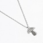 Wholesale dainty Chain Link Necklace Cubic Zirconia Mushroom Pendant L Extender
