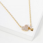 Wholesale dainty Chain Link Necklace Cubic Zirconia Heart Linked Metal Heart Pen