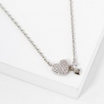 Wholesale dainty Chain Link Necklace Cubic Zirconia Heart Linked Metal Heart Pen
