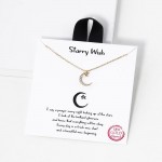Wholesale dainty Chain Link Necklace Cubic Zirconia Crescent Moon Star Pendant L